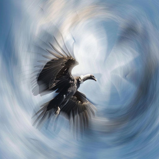 Vulture in dynamic flight in the sky