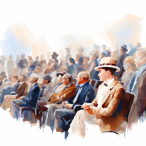 Audience clipart in the style of Impressionistic Art, on white background