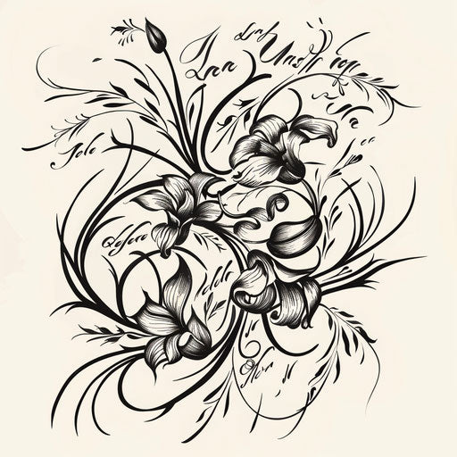 Russian love poem in romantic flat tattoo style