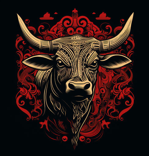 Bull, pigeon, arrow, Maori art style, mechanical designs