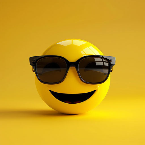 Smiley face with sunglasses on yellow background