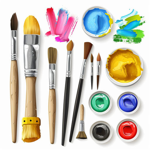 Arts and crafts clipart with photo realistic style and white background