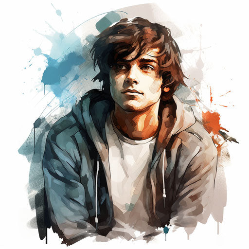 Youth clipart in the style of Chiaroscuro Art, on white background