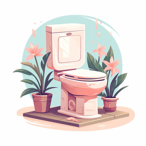 Pastel-colored toilet illustration on white background