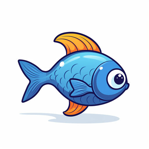 Fish in the style of Minimalist on white background