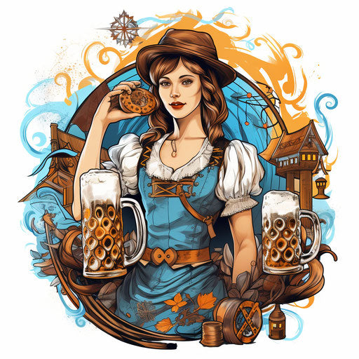 Oktoberfest clipart in the style of Chiaroscuro Art, on a white background
