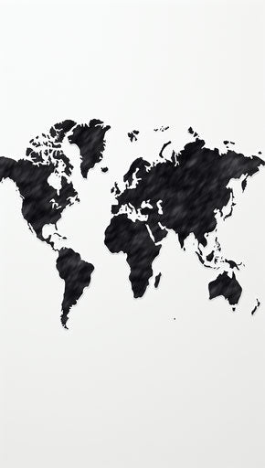 Black and white world map, stencil style, environmental, high definition 21:37