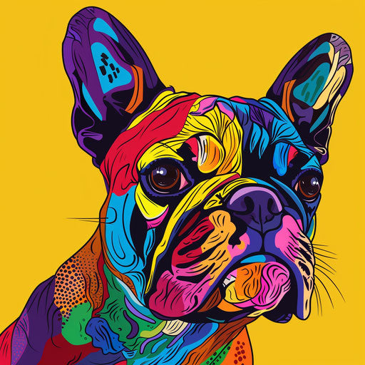 Colorful Pop Art inspired Bulldog tattoo sketch for dog