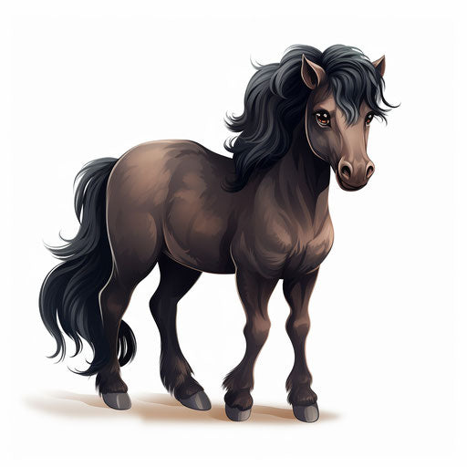 Pony clipart in the style of Chiaroscuro Art, on white background