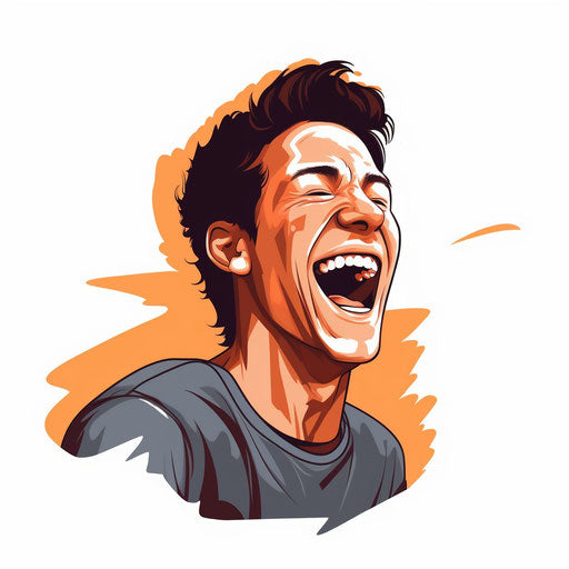 Minimalist style laughing clipart on white background