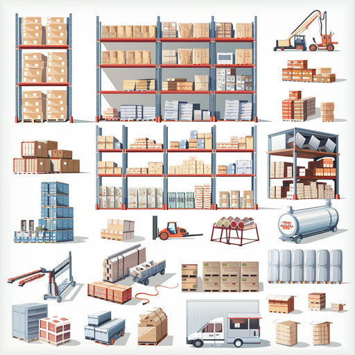 Realistic warehouse clipart on white background