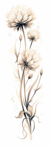 Dandelions tattoo design in black and white