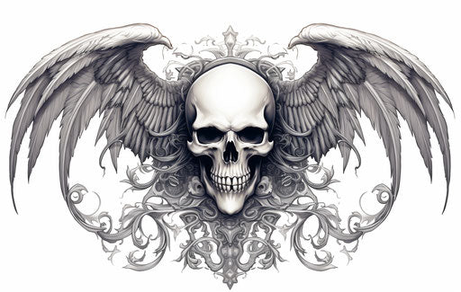 Skull with wings and bat design in vector & eps