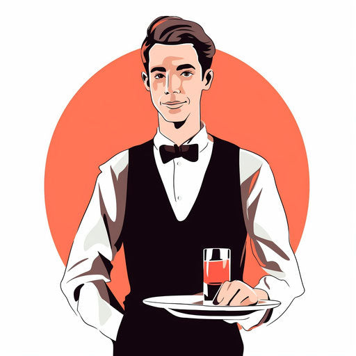 Waiter clipart in the style of Minimalist on white background
