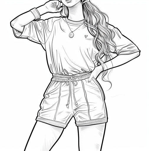 Sporty outfit for a game, coloring book page
