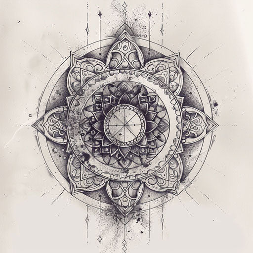 Flat Earth tattoo inspired by mandala design