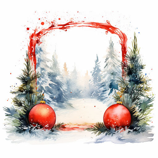 Christmas frame clipart in the style of Impressionistic Art, on a white background