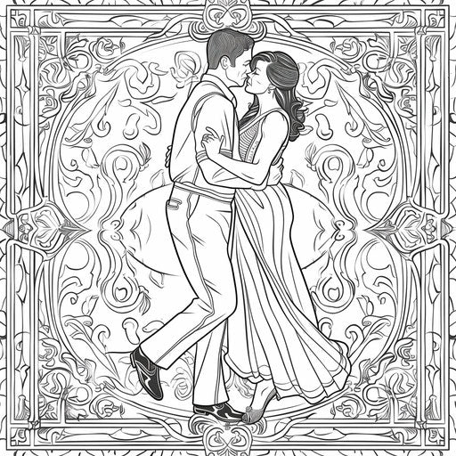 Intricate pattern with a couple dancing the tango