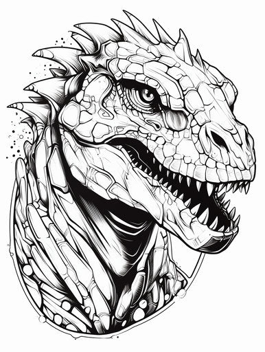 Dinosaur with big head in graphic outlines