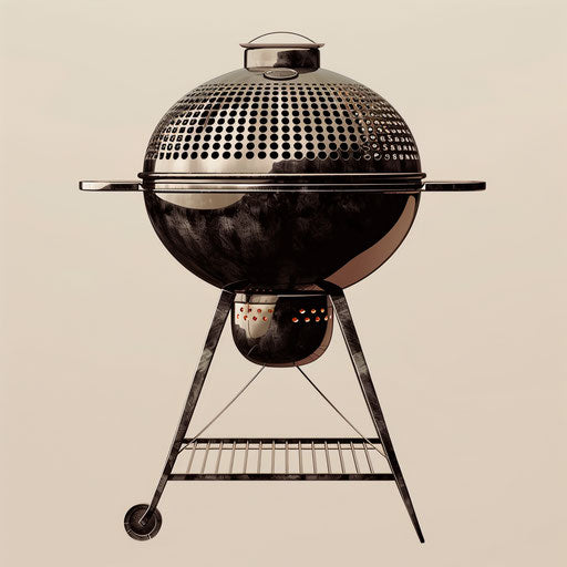 Realistic grill clipart with intricate patterns on beige