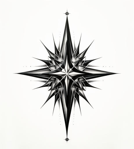 Black and white star tattoo design, captivating 26:29