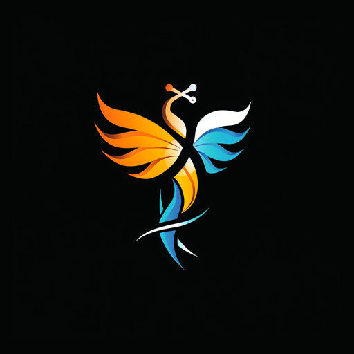 Dynamic doctor logo with sharp lines and bold colors, on a black background