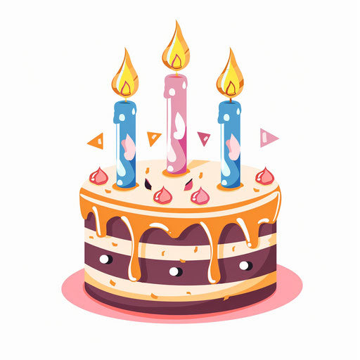 Birthday cake with candles, flat design, vector graphic