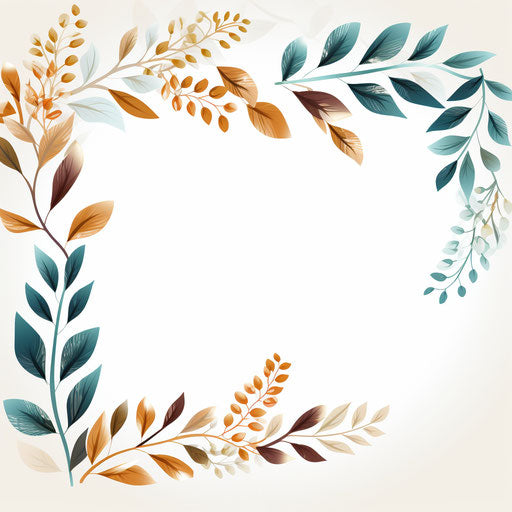 Minimalist leaf frame on white background