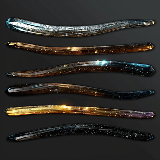 Stick clipart in photo realistic style with a flat random background, metallic sheen and realistic textures