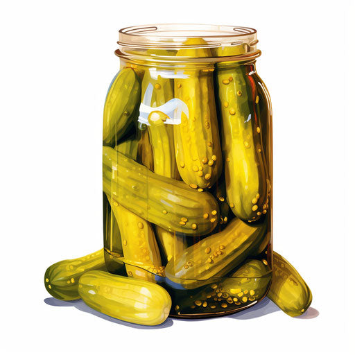 Pickles illustration in the style of Oil painting on white background
