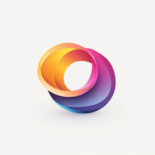 Modern logo design with abstract shapes and gradient color scheme, on white background