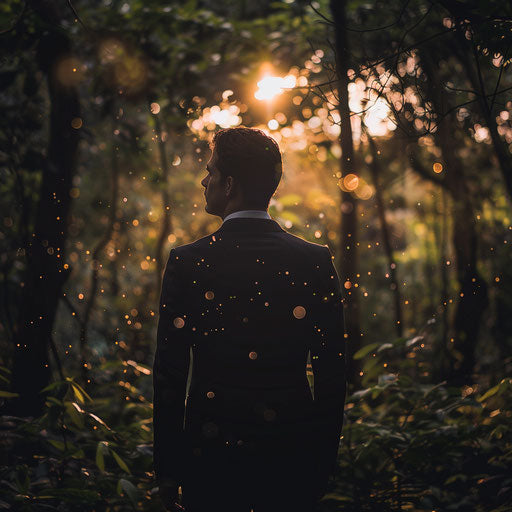 Inspired businessman in nature setting