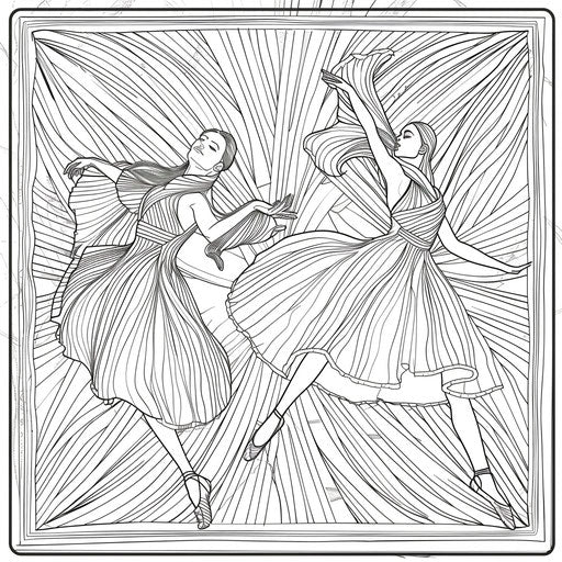 Illustration of contemporary dancers with abstract backgrounds