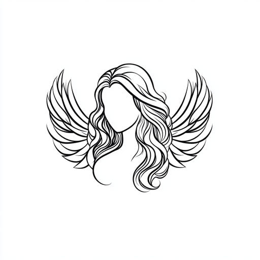 Minimalist clipart angel neck tattoo sketch