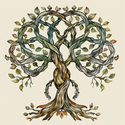 Sketch of intertwined family tree in beautiful flat tattoo style