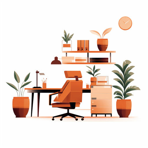 Office clipart in minimalist style, on white background