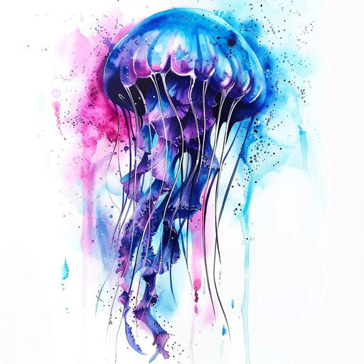 Vibrant watercolor jellyfish tattoo