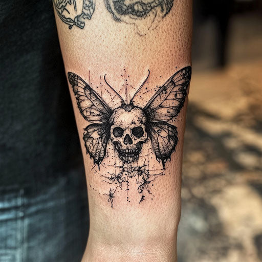 Skull butterfly wrist tattoo gothic style Gerald Brom