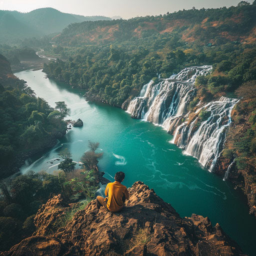 Dudh Sagar Waterfalls with turquoise waters and epic backdrop