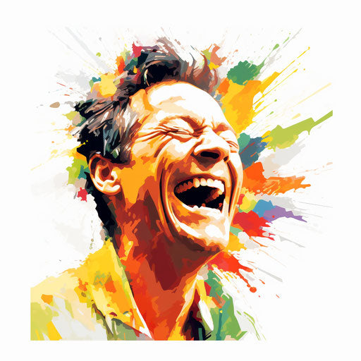 Laughing clipart in the style of Impressionistic Art, on a white background