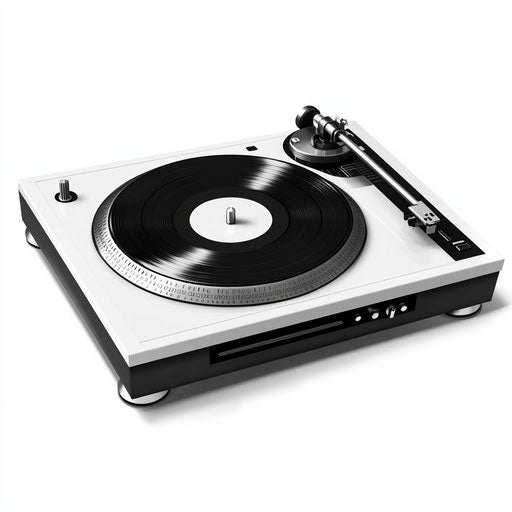 3D DJ Turntable on white background, isolated clipart