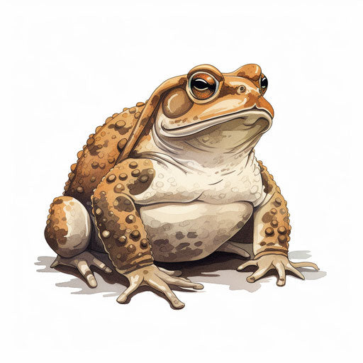 Toad illustration in the style of Chiaroscuro Art, on white background
