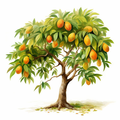 Mango tree illustration in the style of oil painting