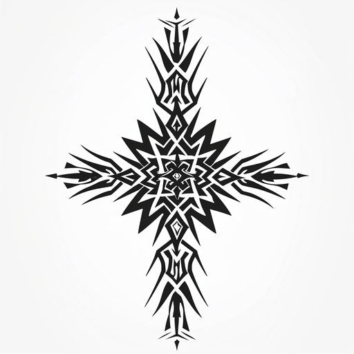 Flat tattoo sketch of neo tribal patterns with angular lines