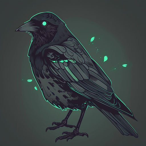 Bold and graphic tattoo sketch of a blackbird