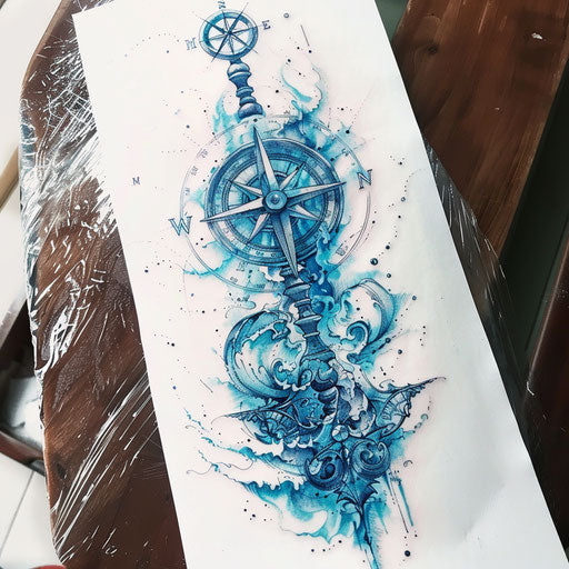 Nautical spine tattoo concept