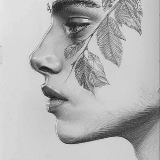 Subtle leaf pattern along the jawline