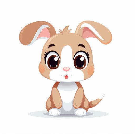 Cartoon rabbit in Minimalist style, on white background