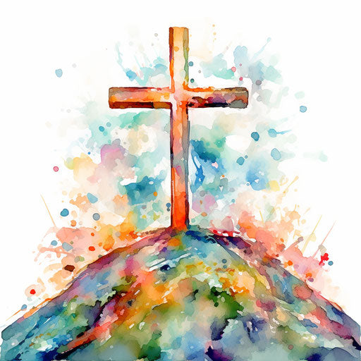 Cross in Impressionistic Art style on white background