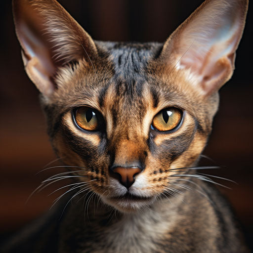 Oriental shorthair cat face closeup